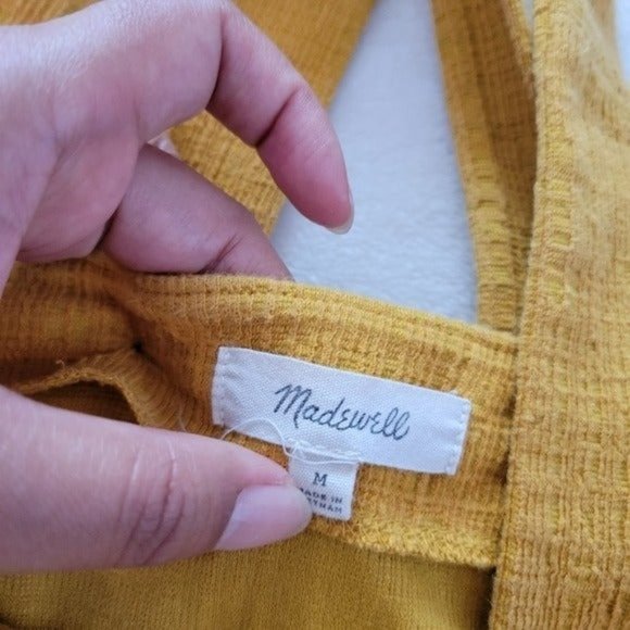 Madewell Apron Cross-Back Yellow Tank Top Size Medium - Picture 11 of 11